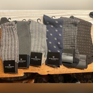 Six (6) Pair New Men Dress Socks- HICKEY FREEMAN. One Size Fits All
